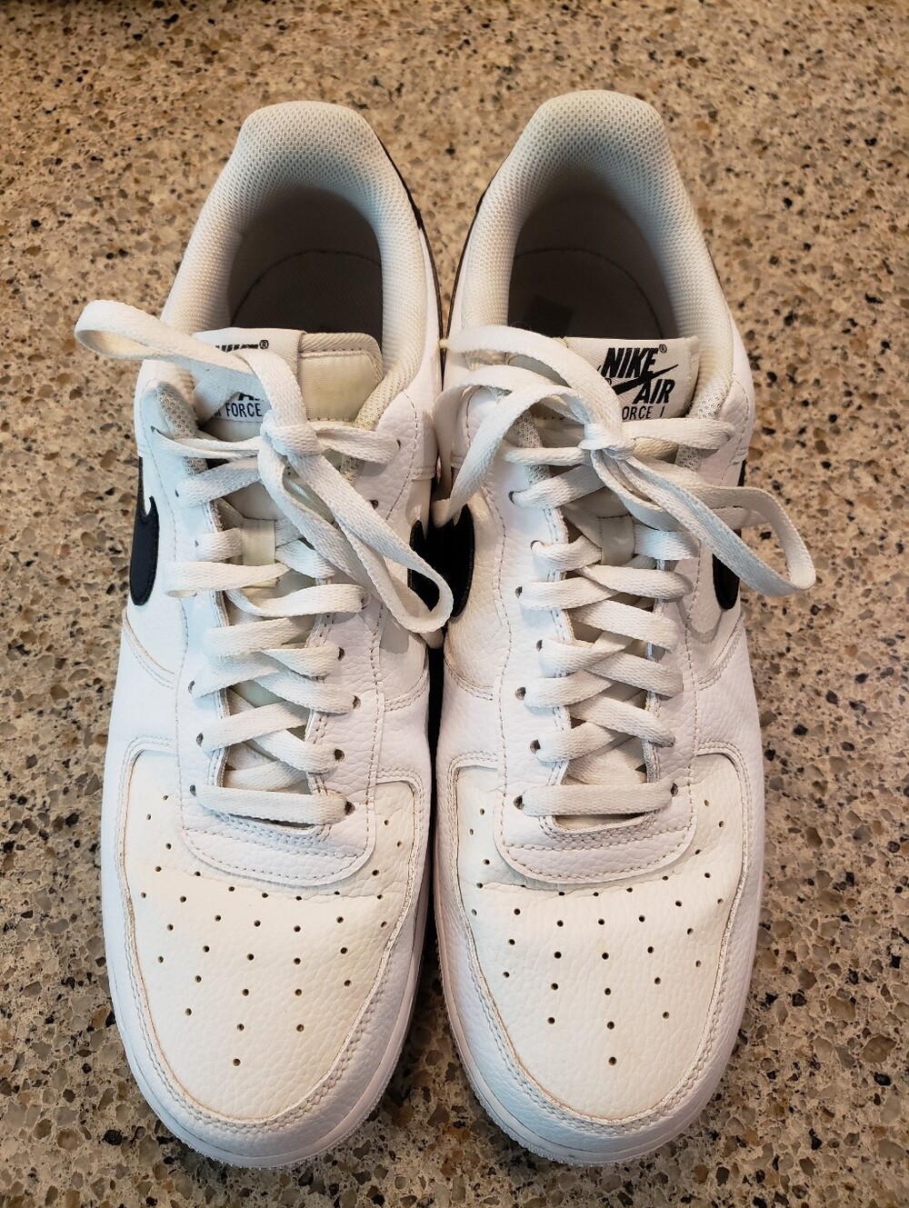 2022 Nike Air Force 1 Low White Leather Sneakers Black Swoosh Men's 14